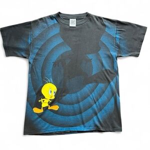 90s Wild Oats Blackout Tweety Bird Looney Tunes T-Shirt Single Stitch Large